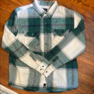 RSQ Green and White Casual Classic Flannel Shirt